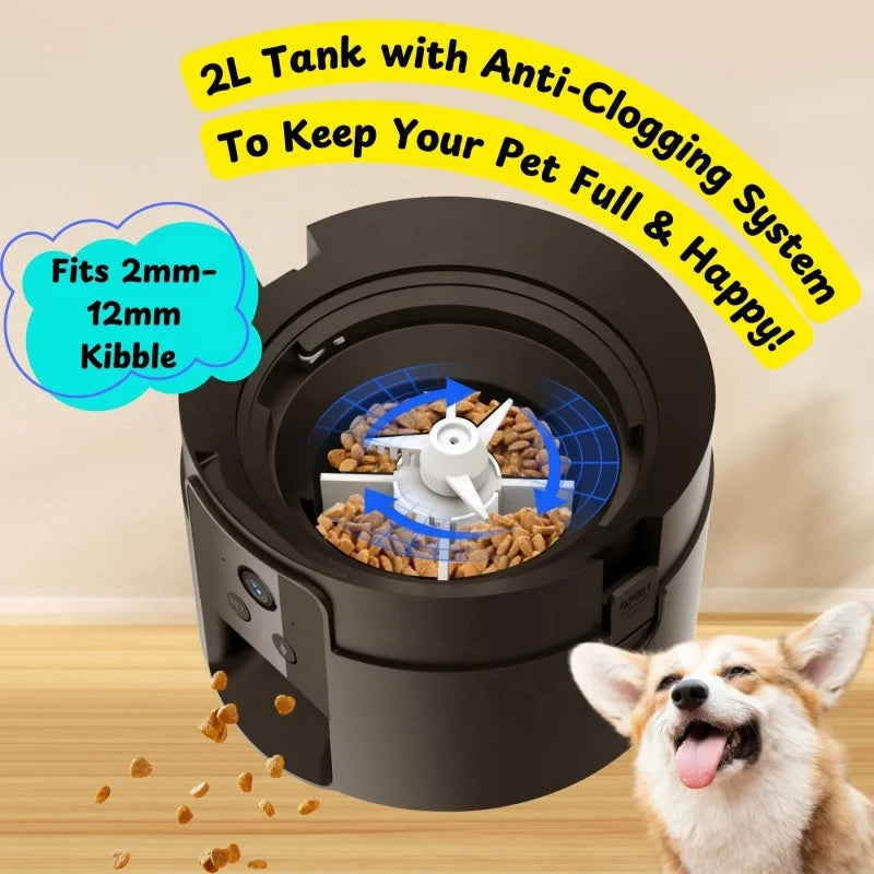 Automatic 2L Cat Feeder Timed Dog Food Dispenser Black Wifi Pet Feeder