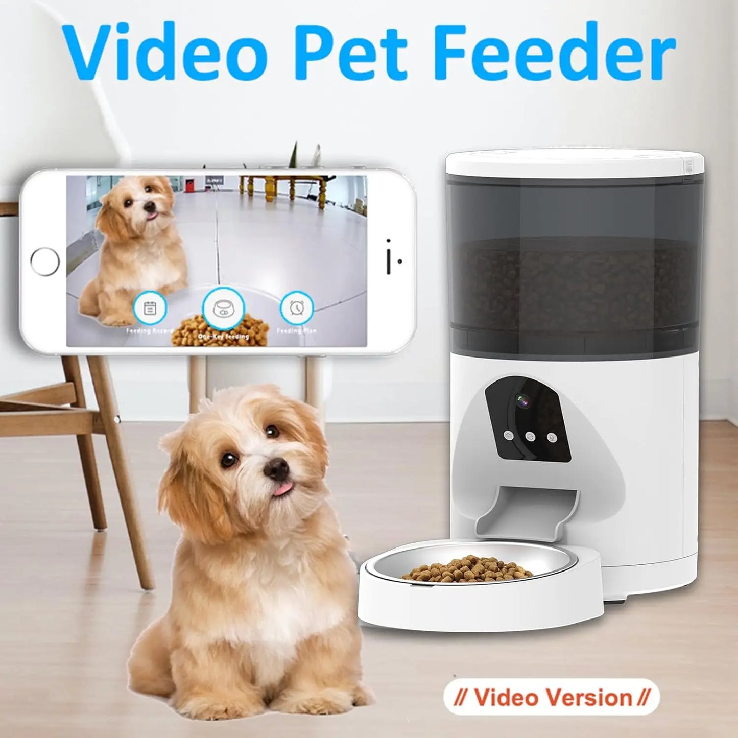 4L 6L Smart Automatic Pet Feeder Voice Calling APP Control Charge Soli
