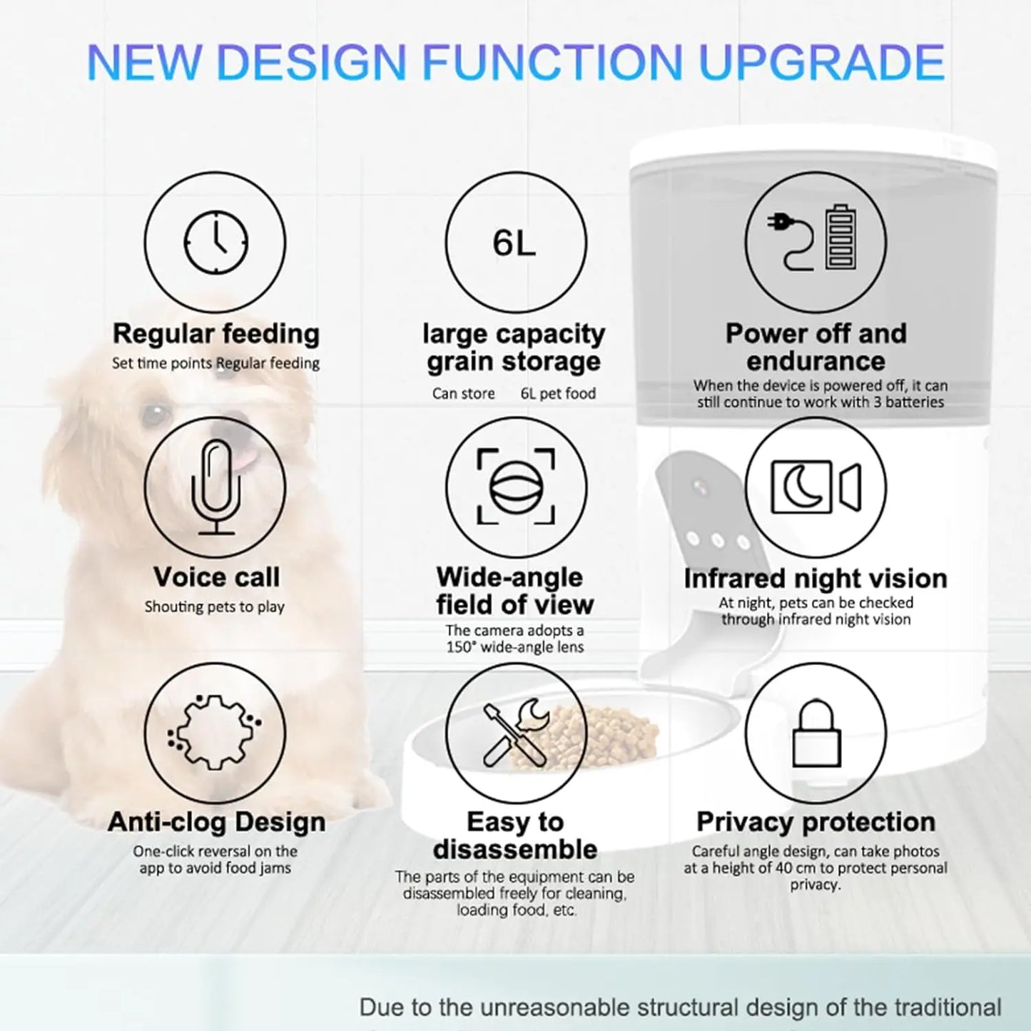 4L 6L Smart Automatic Pet Feeder Voice Calling APP Control Charge Soli