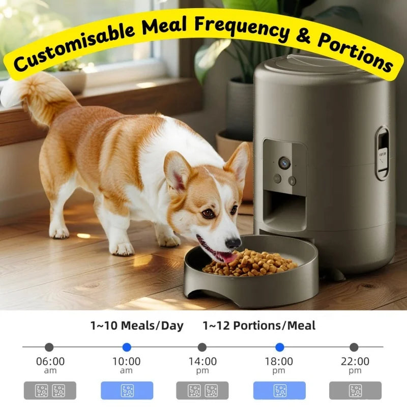Automatic 2L Cat Feeder Timed Dog Food Dispenser Black Wifi Pet Feeder