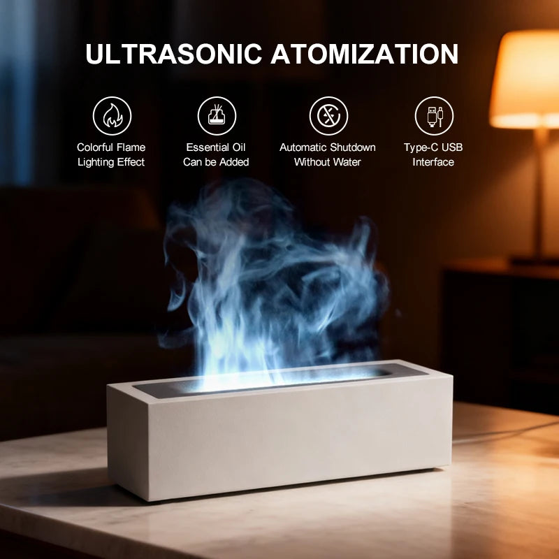 Simulation Flame Air Humidifier Aroma Diffuser with Night Light