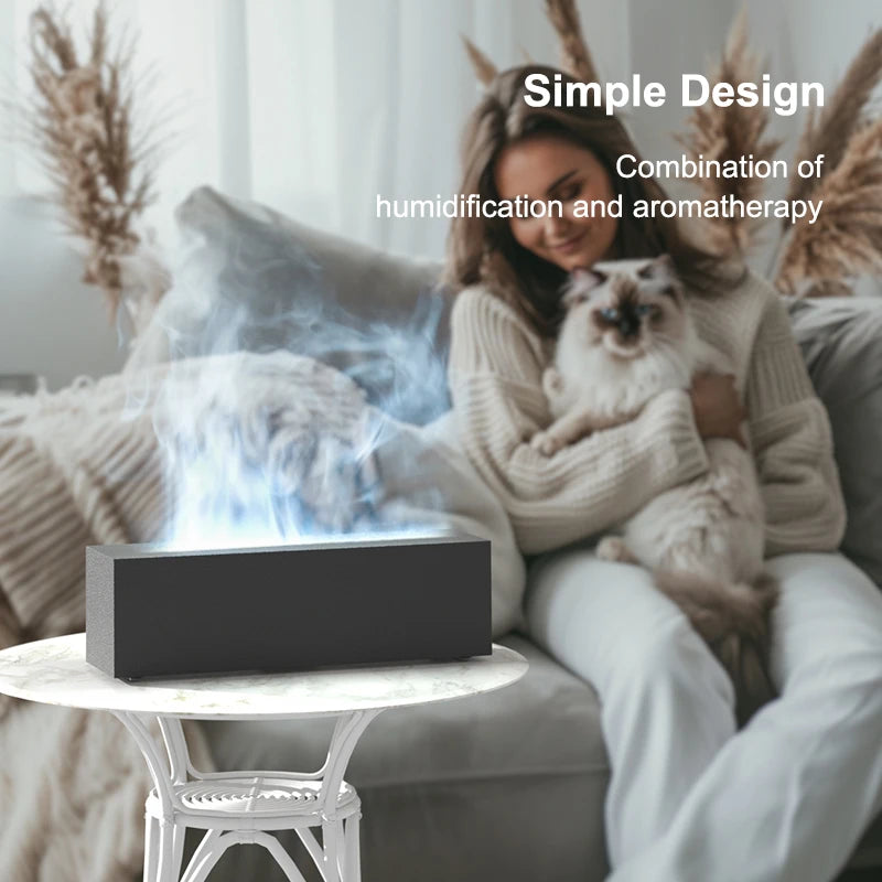Simulation Flame Air Humidifier Aroma Diffuser with Night Light