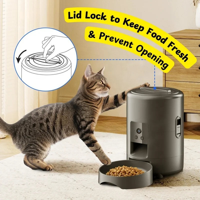 Automatic 2L Cat Feeder Timed Dog Food Dispenser Black Wifi Pet Feeder